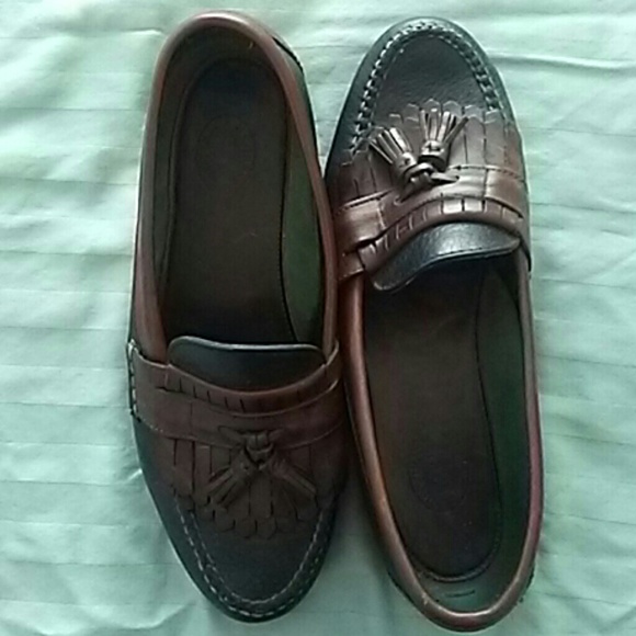 Men's Black and Brown HS Trask loafers with tassle - Picture 1 of 5